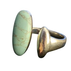 ROBERT LEE MORRIS Soho Silver Hinged Cuff Bracelet Turquoise Color Stone Boho
